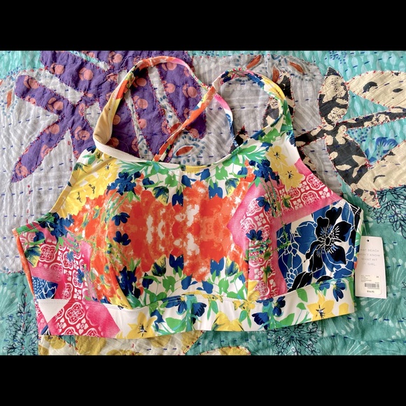 NWT Cacique Size 20 No Wire Patchwork Bikini Swim Top - Picture 3 of 6